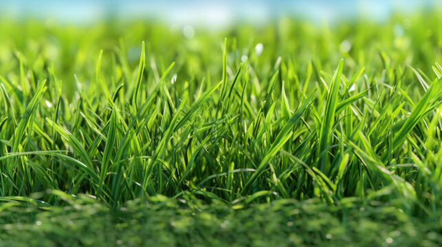 Fototapeta Gros plan, zoom sur de l'herbe fraîche et bien verte. Nature, jardin, gazon. Pour conception et création graphique.