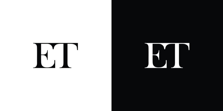 Abstract Initial Letter ET Logo Design Monogram Creative Modern Sign Symbol Icon in black and white color