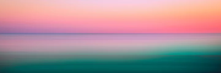 Fotobehang Strand zonsondergang Romantic foggy motion blur sunset or sunrise landscape for soft warm-toned pastel seascape backgrounds