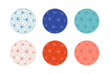 麻の葉文様の手毬のイラスト