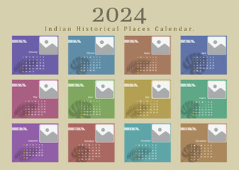 

Calendar for 2024, isolated on a white background, Calendar 2024, Week starts on Sunday office calendar 2024, Calendar, template design. English vector calendar layout.2024 in a classic minimalist 