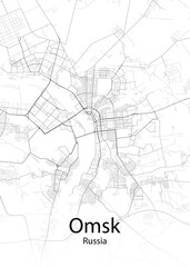 Omsk Russia minimalist map