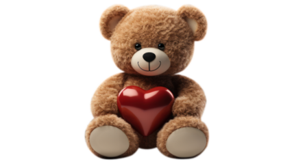 Teddy Bear holding a heart brown cute bear isolated plushie 