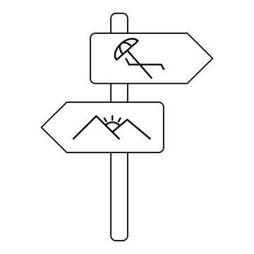 Signpost line art. Vector illustration with travel theme and line art vector style.