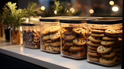 Cookies and crackers in plastic box