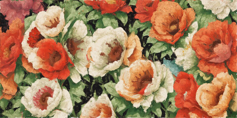 Beautiful oil painting floral illustration