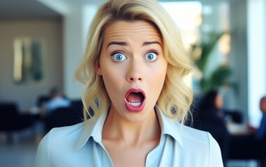 Surprised business woman in disbelief