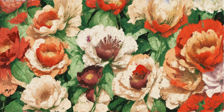 Beautiful oil painting floral illustration
