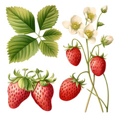 Strawberry with fruit and flower
