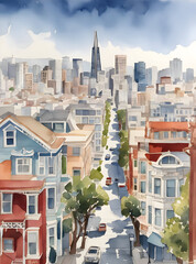 Watercolor art of San Francisco - obrazy, fototapety, plakaty