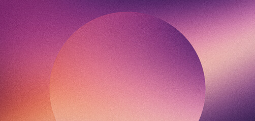 Gradient sphere circle purple pink orange grainy background abstract geometric shape noise texture poster banner design
