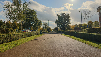 Path leading to a fountain.