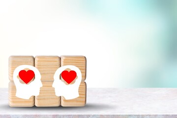 Empathy concept. emotional intelligent icons on cubes