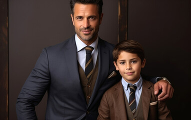 Handsome businessman and his young son