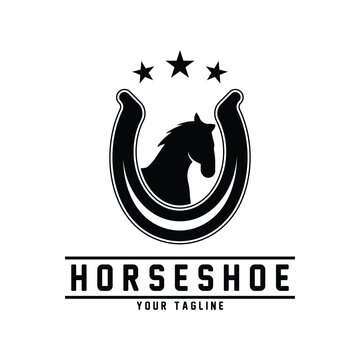 blacksmith horseshoe stable logo vector illustration design