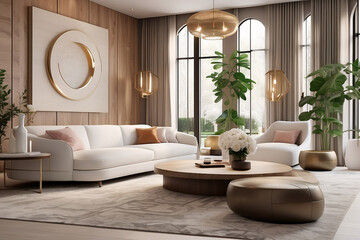 Fototapeta premium luxury minimalist living room architectural design