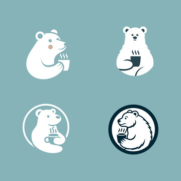 Polar Bear Coffee logo icon illustration design