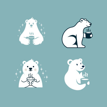 Polar Bear Coffee logo icon illustration design