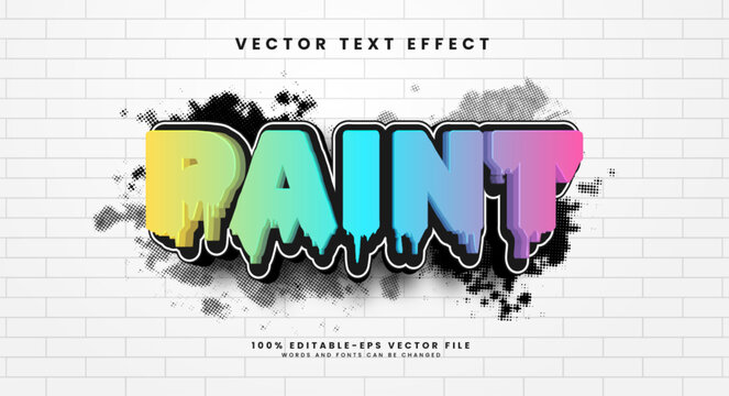Colorful paint editable text style effect. Vector text effect with the concept of melting colors.