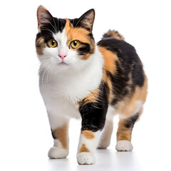 Calico Cat Kitten Isolated on White Background - Generative AI