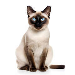 Siamese Cat Kitten Isolated on White Background - Generative AI