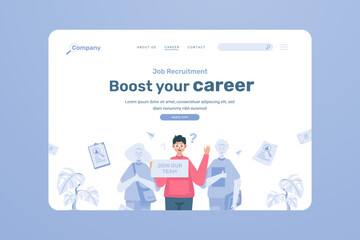 Website career page with job recruitment hiring illustration design - obrazy, fototapety, plakaty