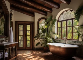 Fototapeten Cuban hotel luxury bathroom with traditional style © josepperianes