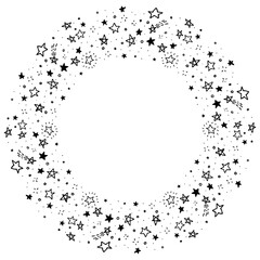 丸型のペンを使った手描きの星フレーム素材