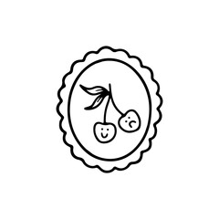 vector illustration of cute cherry with frame