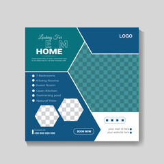 vector social media post template for real estate house property and apartment promotion.