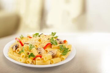 Homemade tasty fresh macaroni salad with pasta