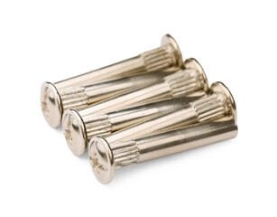 Metal panel connector fasteners isolated on white