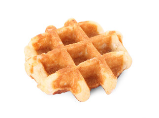 One delicious Belgian waffle isolated on white