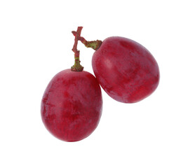 Two ripe red grapes isolated on white