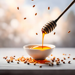 bowl of honey and spoon