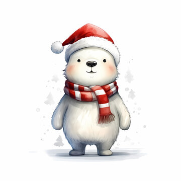 Polar Bear using Santa Claus suit.
