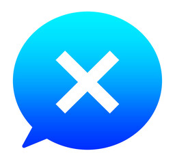 Obraz premium 青いグラデーションのバツマークと吹き出し 