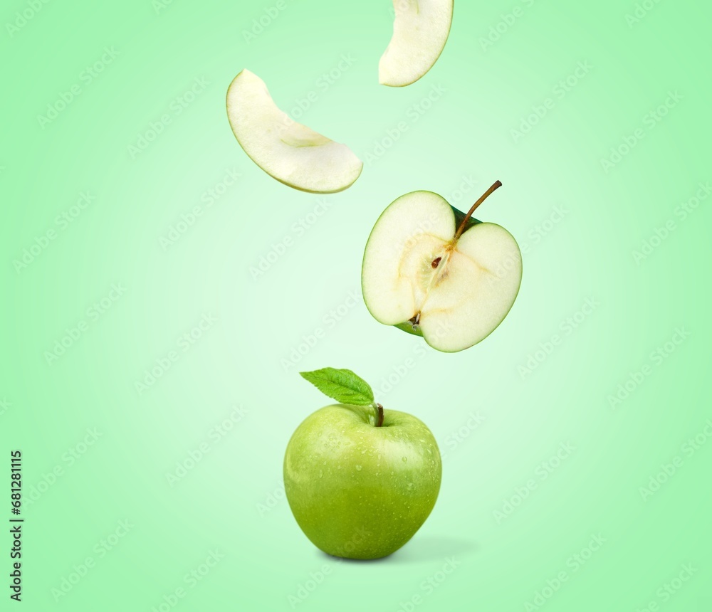 Poster ripe fresh sweet green apples