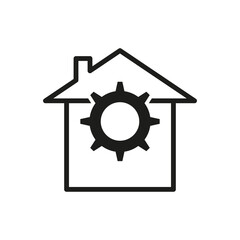 House with gears sign. Smart home symbol. Vector illustration. EPS 10.