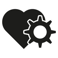 Heart surgery icon. Heart and gear symbol. Vector illustration. EPS 10. S