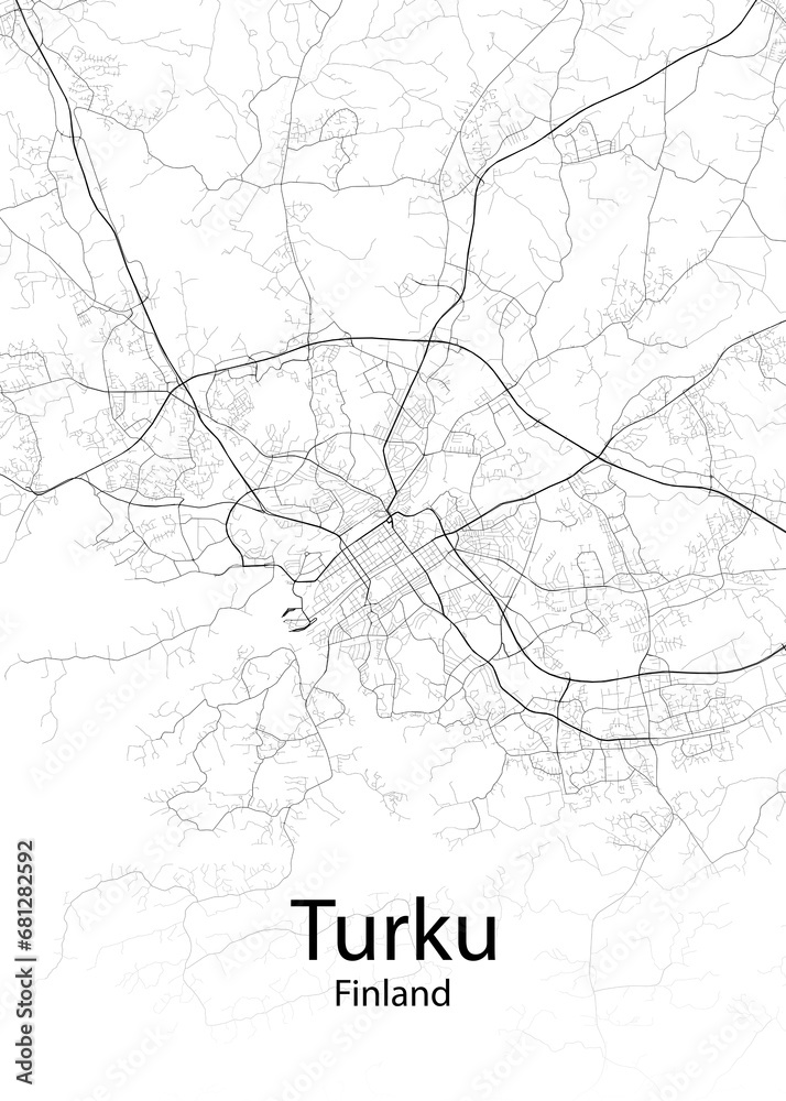 Wall mural Turku Finland minimalist map