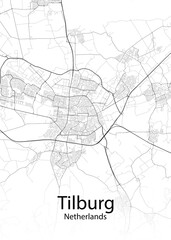 Fototapeta na wymiar Tilburg Netherlands minimalist map