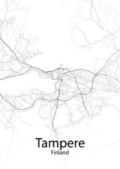 Tampere Finland minimalist map - obrazy, fototapety, plakaty