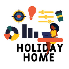 Holiday Home payment concept vector illustration with keyword, people and icons. Flat vector illustration. Isolated on white.  employee wages concept.