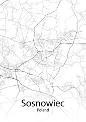 Fototapeta na wymiar Sosnowiec Poland minimalist map