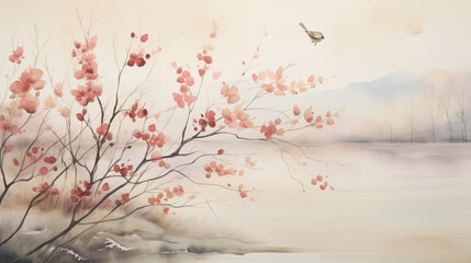 abstract water color background showing harmony in nature 