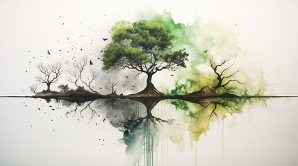 abstract water color background showing harmony in nature 