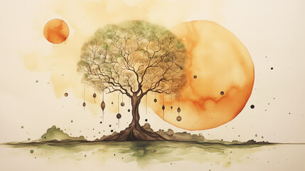 abstract water color background showing harmony in nature 