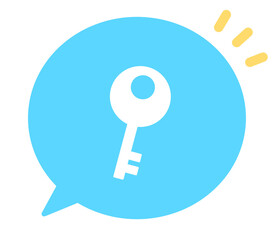 シンプルな水色の鍵マークと吹き出し