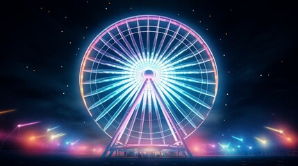 animation of a Ferris wheel revolving at a night fair AI generated illustration - obrazy, fototapety, plakaty